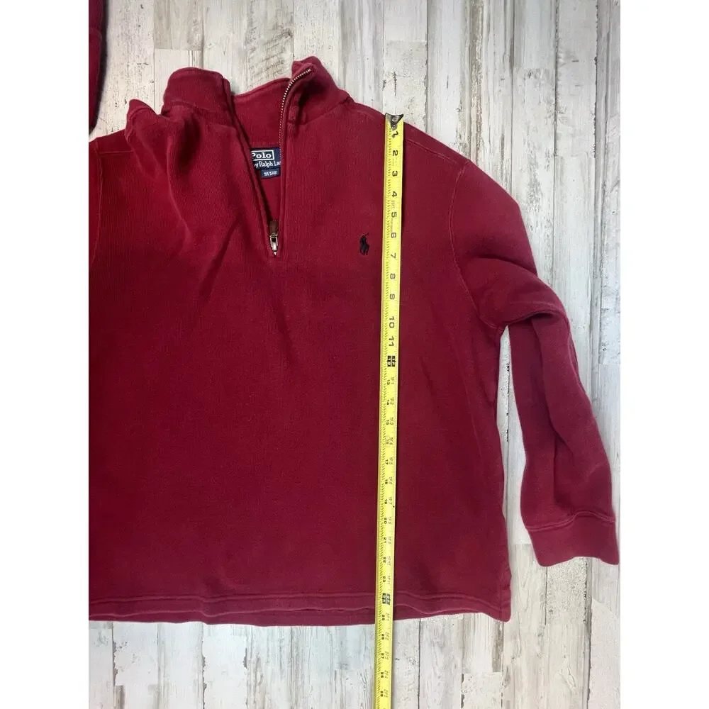 Polo Ralph Lauren Men's Large Red 1/4 Zip Pullover Sweater Cotton Knit Pony Logo
